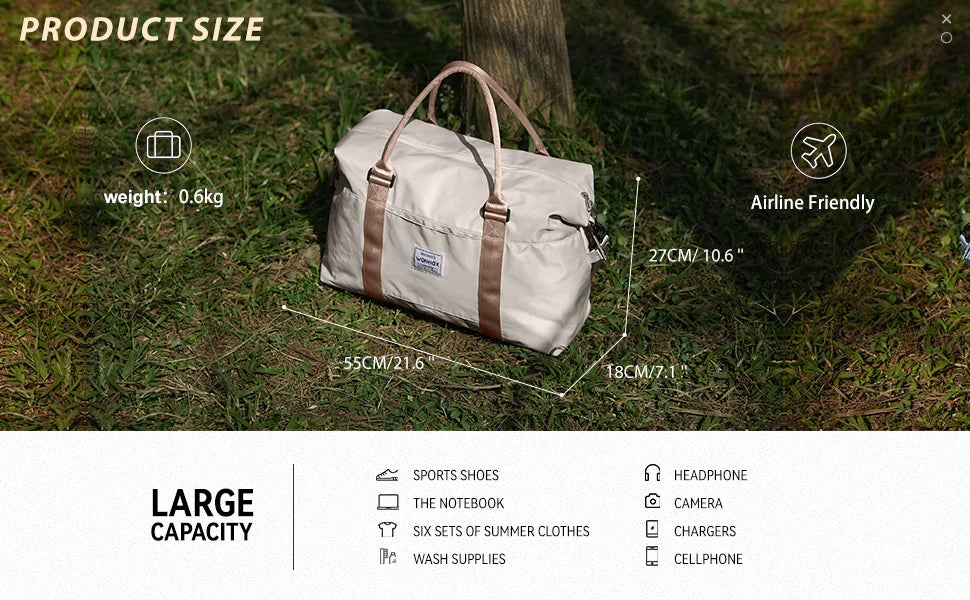 Gym Bag for Women, Carry on Weekender Overnight Bag, Travel Duffel Bags with Trolley Sleeve,Personal Item Workout Dance Tote Bag - Fields Of Fitness