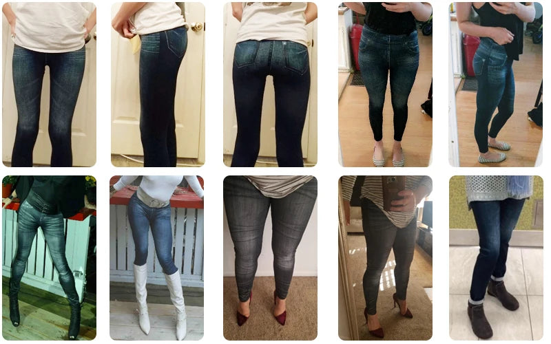 Push Up Seamless High Waist Faux Denim Leggings Women Casual Elastic Pocket Jeans Print Pants Skinny Pencil Leggins Mujer - Fields Of Fitness