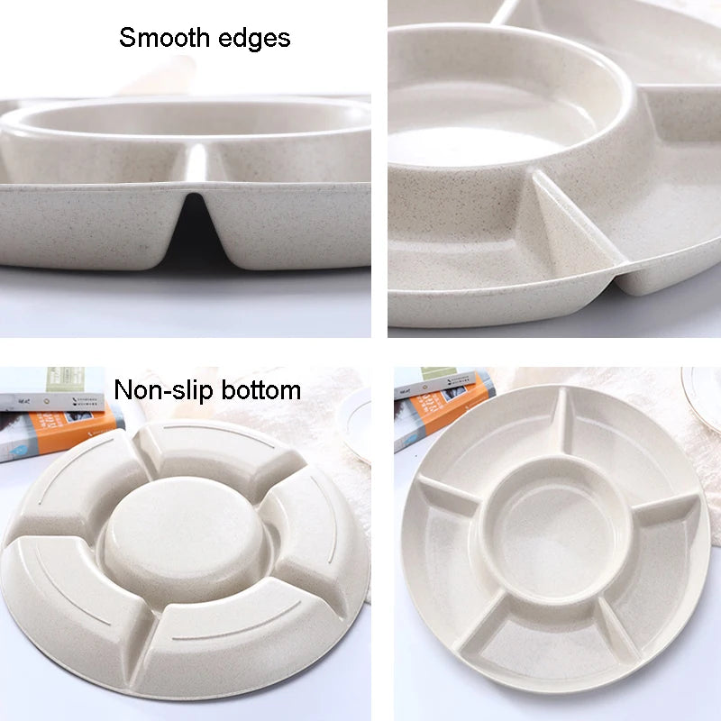1Pc Food Storage Tray Nut Platter Candy Snacks Server Dish Divided Dried Fruit Snack Plate Appetizer Serving Platter For Party - Fields Of Fitness