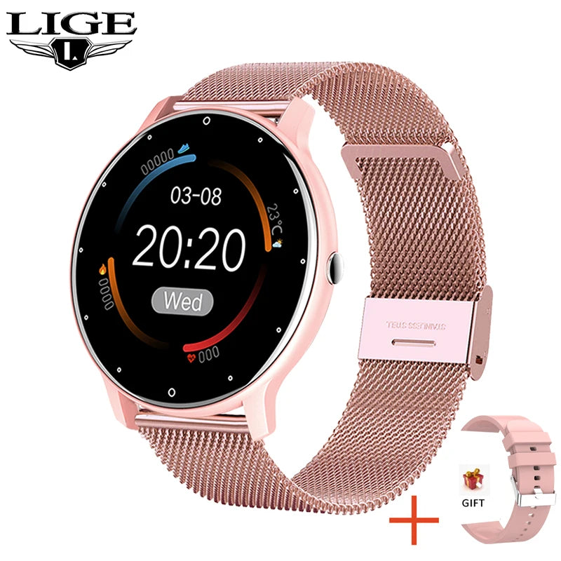 LIGE 2025 Smart watch Ladies Full touch Screen Sports Fitness watch IP67 waterproof Bluetooth For Android iOS Smart watch Female - Fields Of Fitness