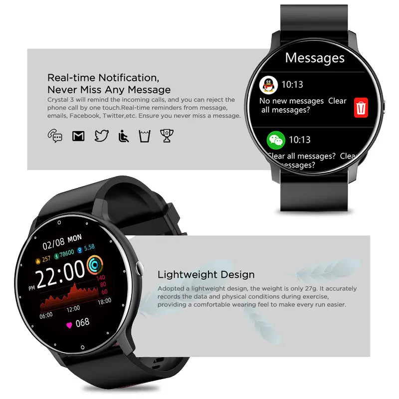 2025 Smartwatch Full Touch Screen Watches Sport Fitness Tracker IP68 Waterproof Bluetooth Call Smart Watch for Xiaomi Man Woman - Fields Of Fitness