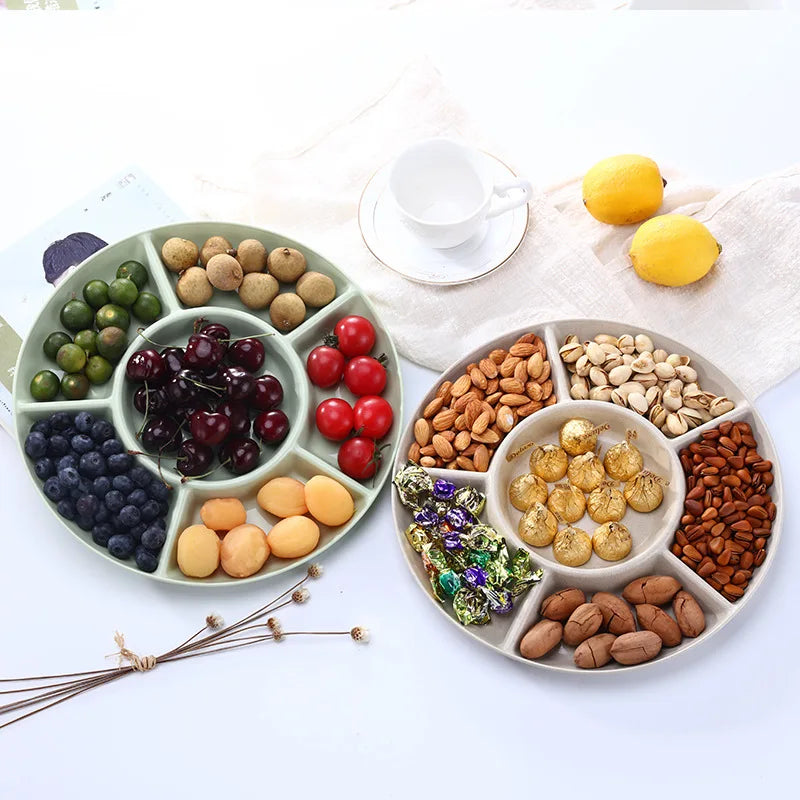 1Pc Food Storage Tray Nut Platter Candy Snacks Server Dish Divided Dried Fruit Snack Plate Appetizer Serving Platter For Party - Fields Of Fitness