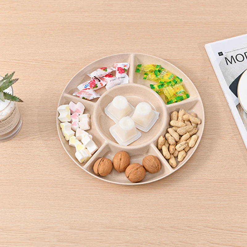 1Pc Food Storage Tray Nut Platter Candy Snacks Server Dish Divided Dried Fruit Snack Plate Appetizer Serving Platter For Party - Fields Of Fitness
