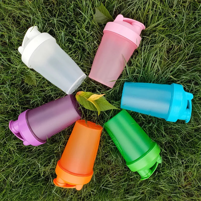 400ML Portable Protein Powder Shaker Bottle Leak Proof Water Bottle for Gym Fitness Training Sport Shaker Mixing Cup with Scale - Fields Of Fitness