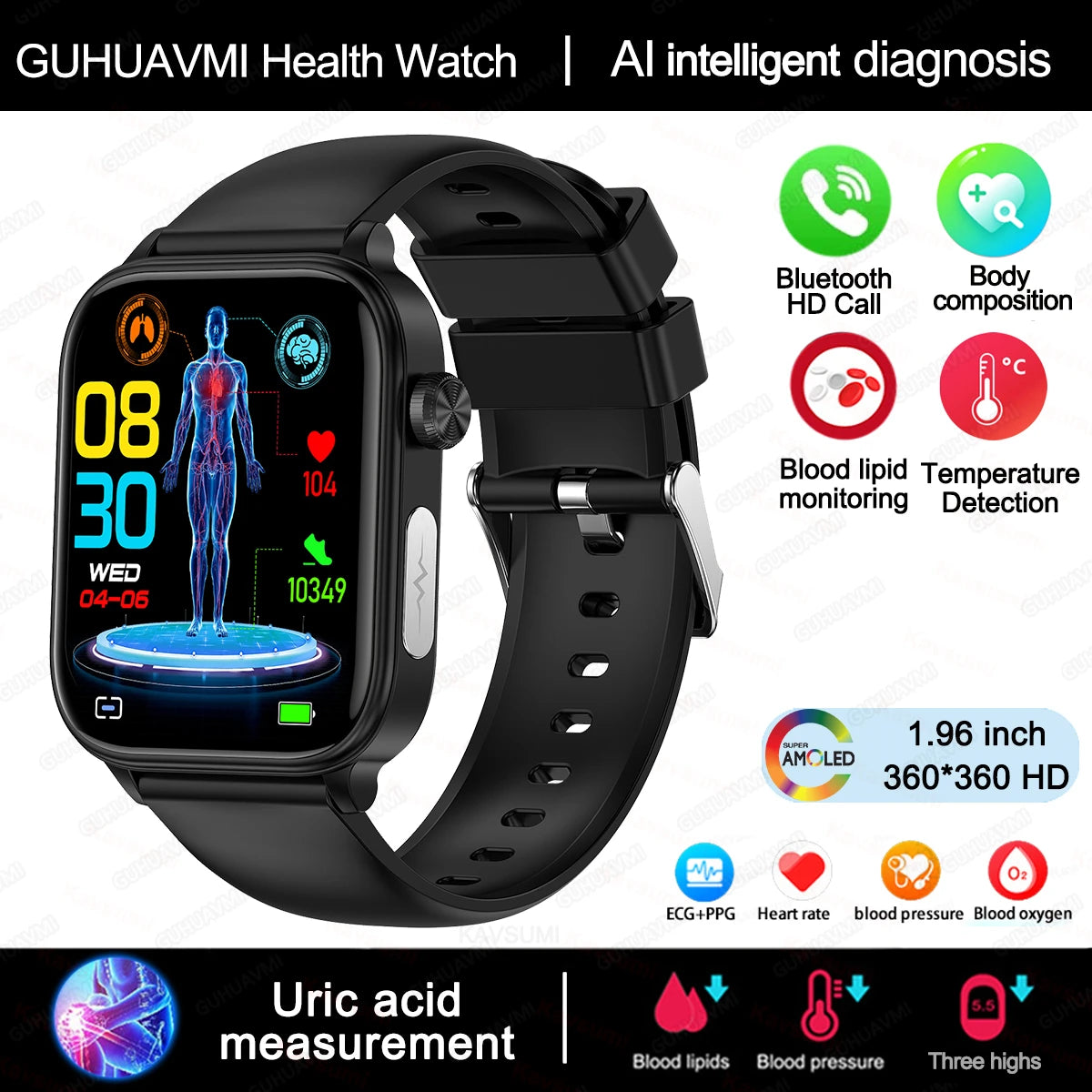 2025 New ECG+PPG Monitoring Smart Watch Women Blood pressure Blood Lipid Uric Acid Women Menstrual Health Tracker Smartwatches - Fields Of Fitness