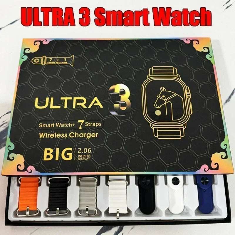 2024 7 Watch Straps New Watch10 Ultra 3 Smartwatch 2.2HD Amoled Circular Screen ECG Monitoring Reloj Inteligente Wristwatch - Fields Of Fitness
