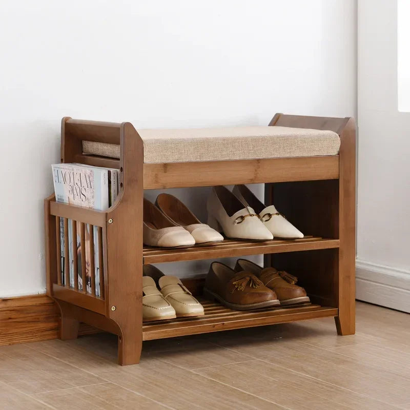 Shoe Storage Rack Bench With Double Layer Cushion Seat Living Room Shoe Organizer Entryway Storage Hallway Furniture Shoe Stool - Fields Of Fitness