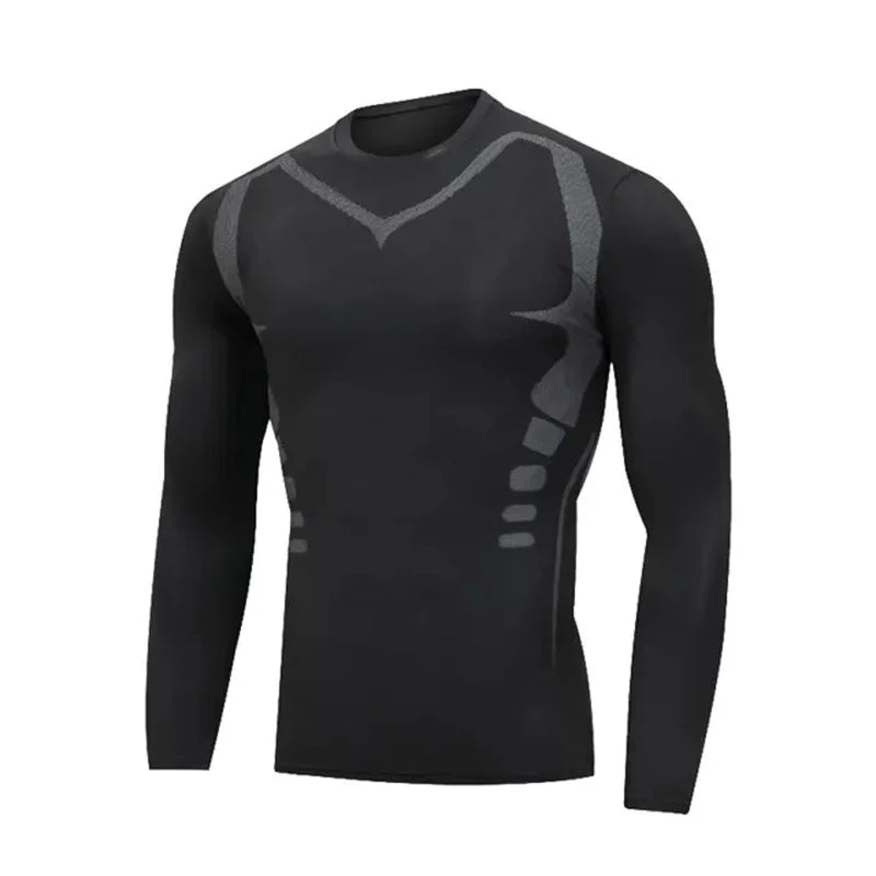 Quick Drying Tight Fitting Suit For Men'S Long Sleeved Sports Cycling Top, Running, Fitness, Football Training, Basketball Shirt - Fields Of Fitness