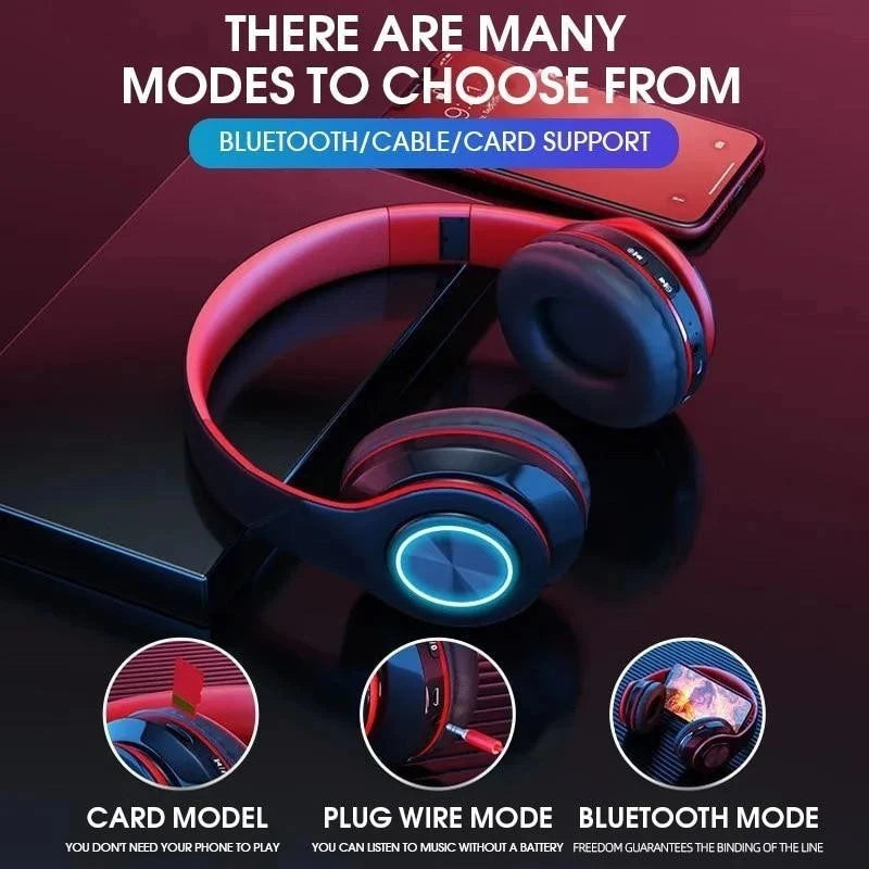 Wireless Bluetooth 5.0 Headphone With Microphone On-Ear Headset Stereo Sound Earphones Sports Gaming Foldable Headphones Game - Fields Of Fitness