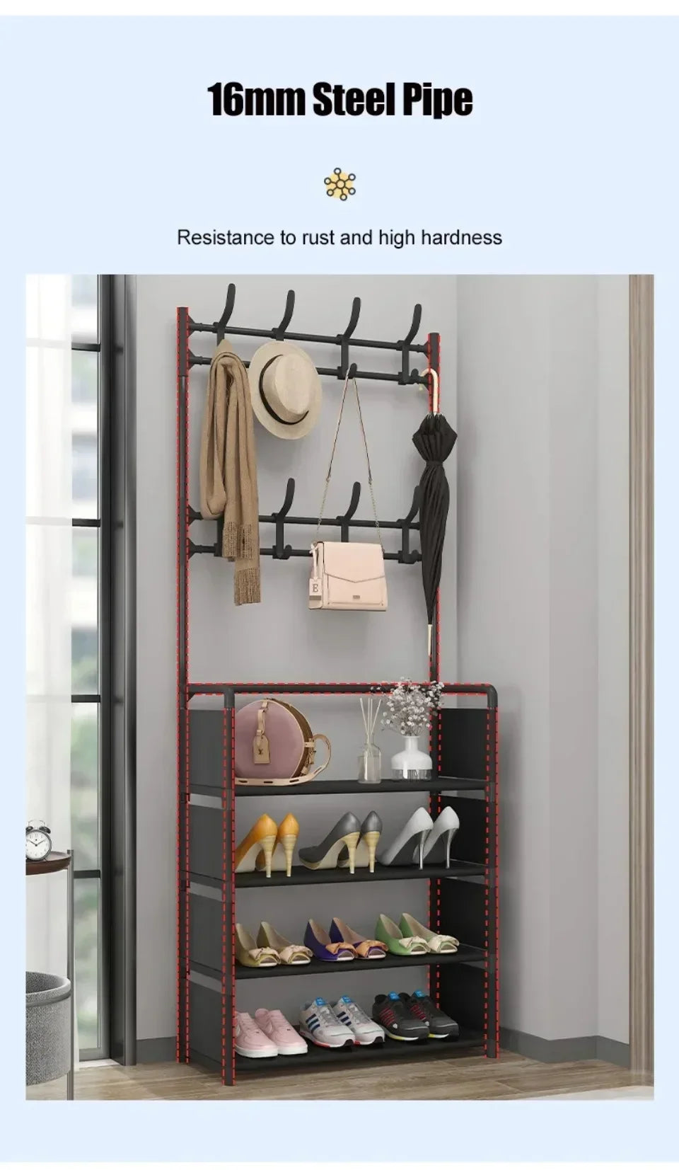 Clothes Hanger Multi-Layer Shoe Rack Doorway DIY Hat And Shoes Shelf Simple Floor-Standing Living Room Organizer Storage Racks - Fields Of Fitness