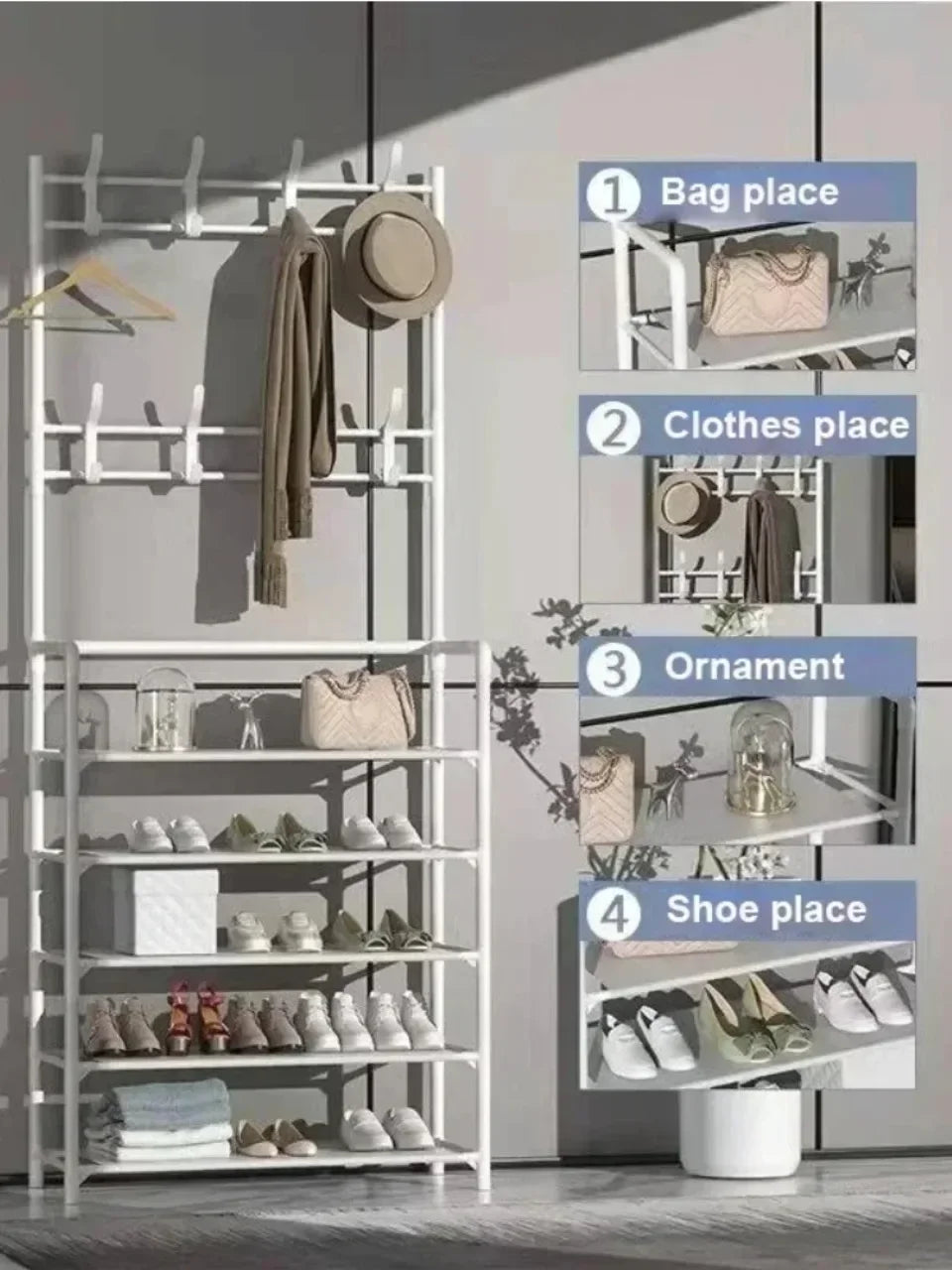 Clothes Hanger Multi-Layer Shoe Rack Doorway DIY Hat And Shoes Shelf Simple Floor-Standing Living Room Organizer Storage Racks - Fields Of Fitness