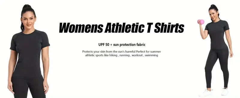 Women's Compression Shirt Short Sleeve Athletic Yoga Running T-Shirt Summer Gym Workout Quick Dry Stretchy Tees Tops Baselayer - Fields Of Fitness