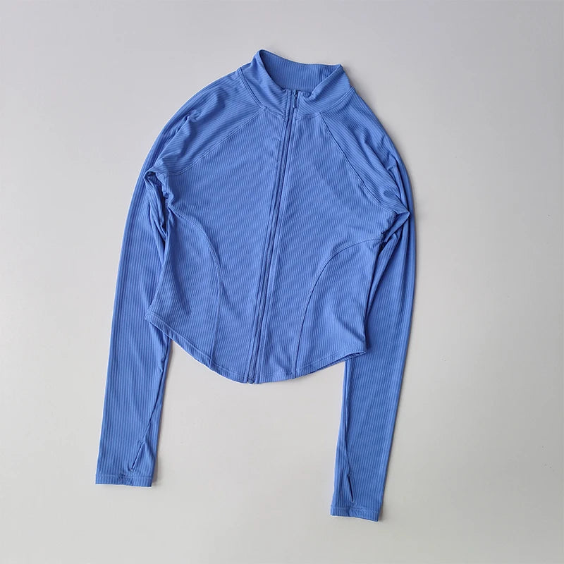 Slim Fit Sports Coat Shirts Jacket Quick Dry Elastic Yoga Fitness Women's Outdoor Tops Running Zipper Quick Dry Fall Clothing - Fields Of Fitness