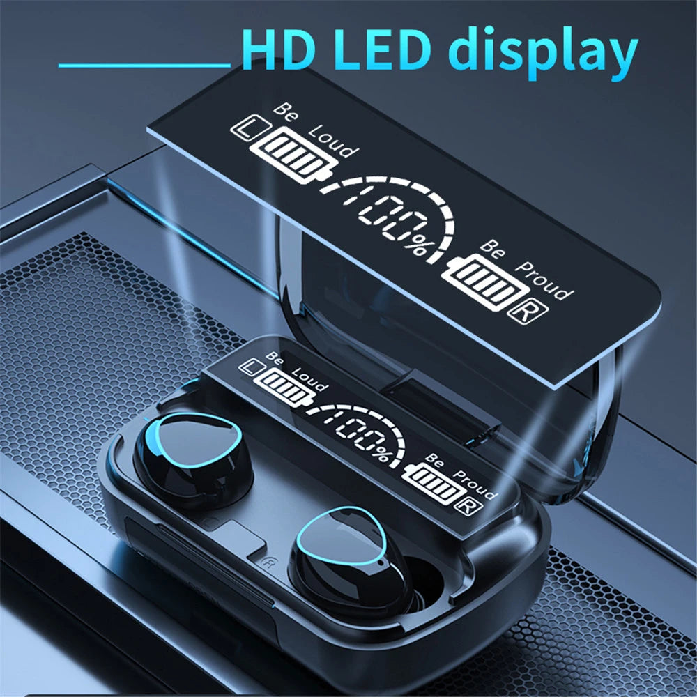 Bluetooth 5.3 Headphones Wireless Earphones HiFi Stereo Waterproof Noise Reduction Earbud LED Display Headsets Charge your phone - Fields Of Fitness