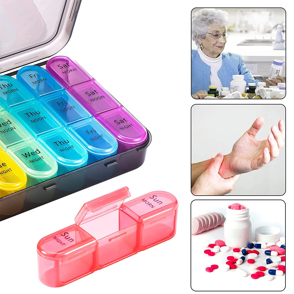 Weekly Pill Organizer,Daily Pill Box 7 Day,Large Travel Pill Case with 21 Compartment to Hold Medicine,Vitamin and Supplement - Fields Of Fitness