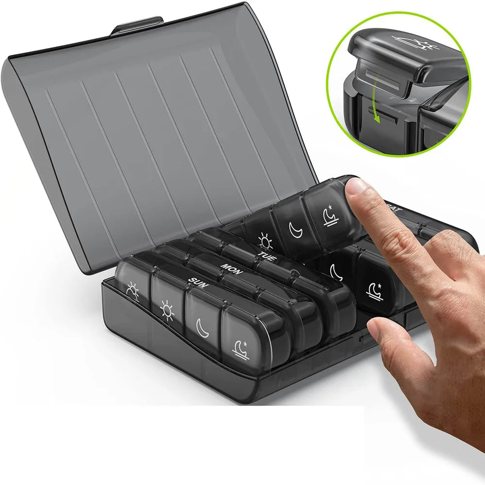 Pill Box 7 Days Organizer 21/14 Grids 3 Times One Day Portable Travel with Large Compartments for Vitamins Medicine Fish Oils - Fields Of Fitness