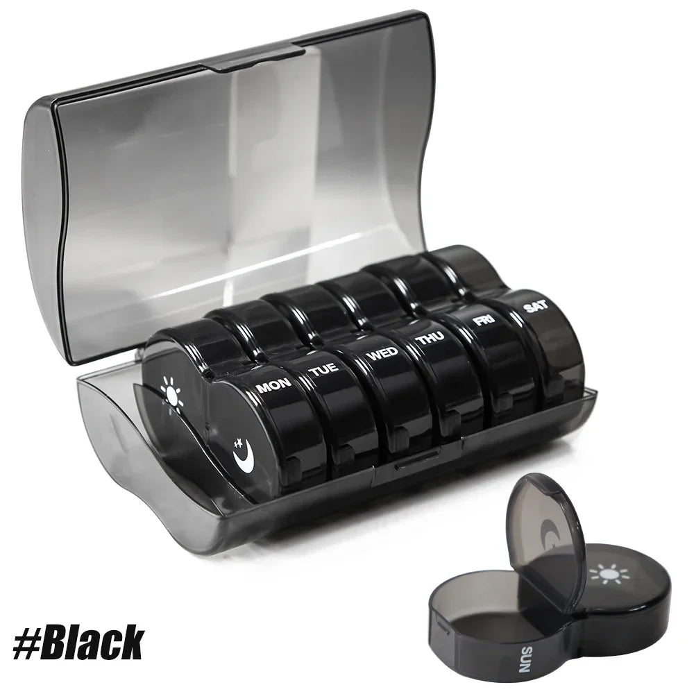 Weekly Pill Organizer 2 Times A Day, 7 Day Pill Box Daily Am Pm Pill Organizer, Portable Case for Fish Oils, Vitamin, Supplement - Fields Of Fitness