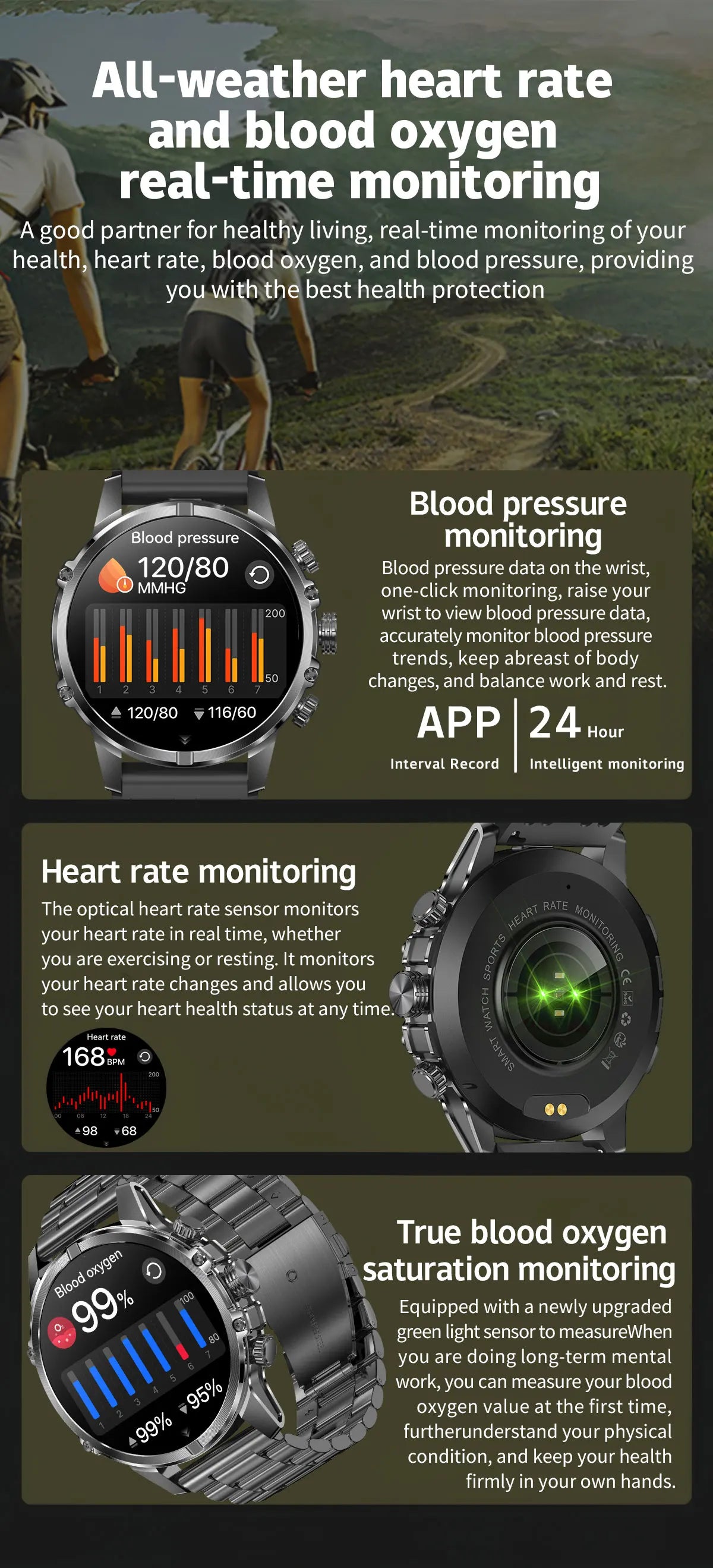 Smart Watch For Men AMOLED Screen LED Flashlight Waterproof Heart Rate Monitor Bluetooth Call Sport Fitness Women Smartwatch - Fields Of Fitness