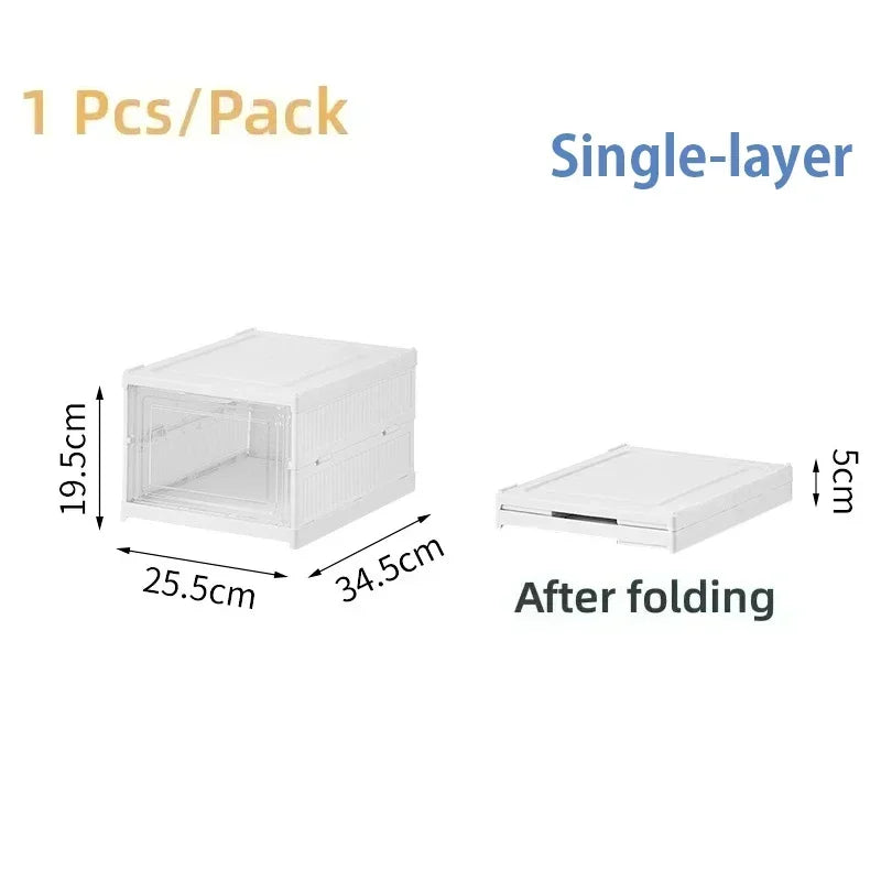 Foldable Shoe Box Stackable Transparent Dustproof Footwear Organizers With Cover Hall Shoes Cabinet Closet Sneakers Storage Rack - Fields Of Fitness