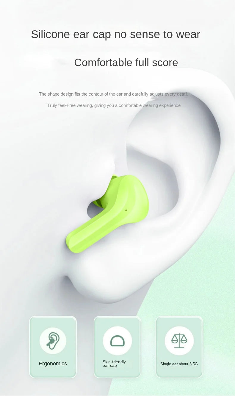True Wireless Bluetooth 5.3 Transparent Headset with LED Digital Display Stereo Sound TWS ENC Earphones Mic for Sports Working - Fields Of Fitness