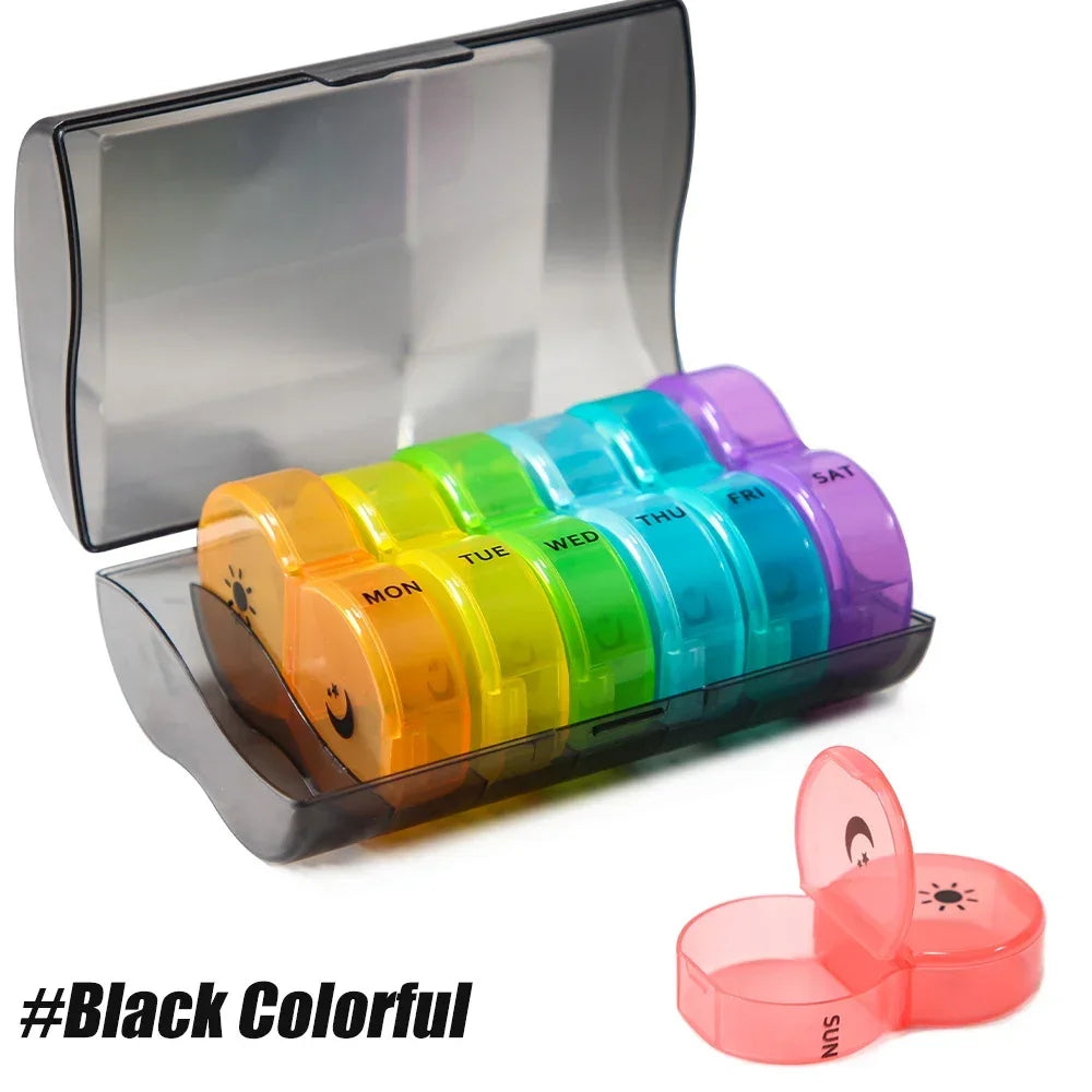 Weekly Pill Organizer 2 Times A Day, 7 Day Pill Box Daily Am Pm Pill Organizer, Portable Case for Fish Oils, Vitamin, Supplement - Fields Of Fitness