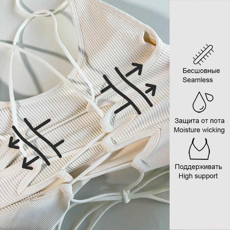 Yoga Sports Bras for Women Open Back Design Padded Crop Top Fitness Push Up Workout Running Gym Tops - Fields Of Fitness