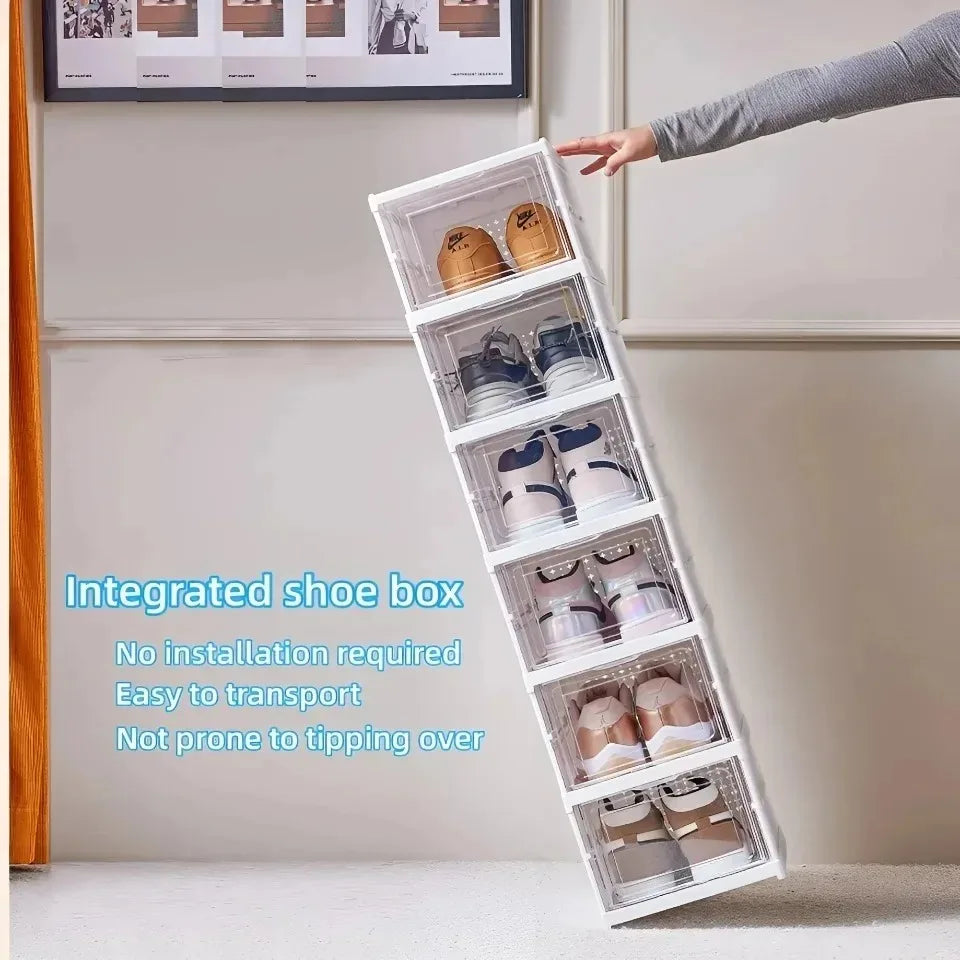 Foldable Shoe Box Transparent Dustproof Footwear Organizers With Cover Hall Stackable Shoes Cabinet Closet Sneakers Storage Rack - Fields Of Fitness