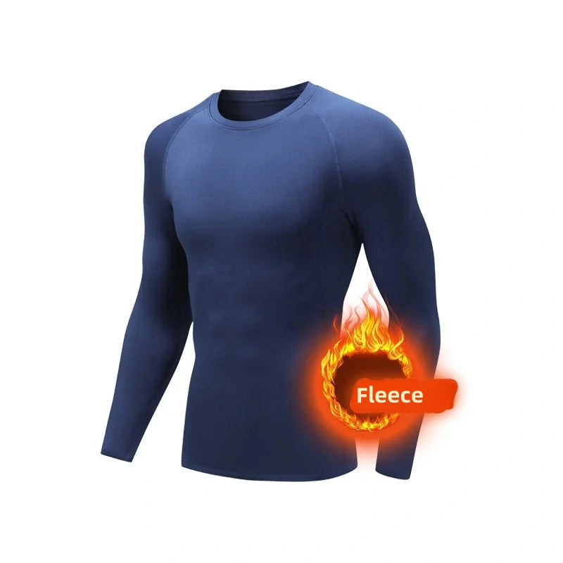 Men Undershirts Men's Winter Thermal Underwear Thin Fleece Elastic Compression Fitness For Winter Sports First Layer Wear - Fields Of Fitness