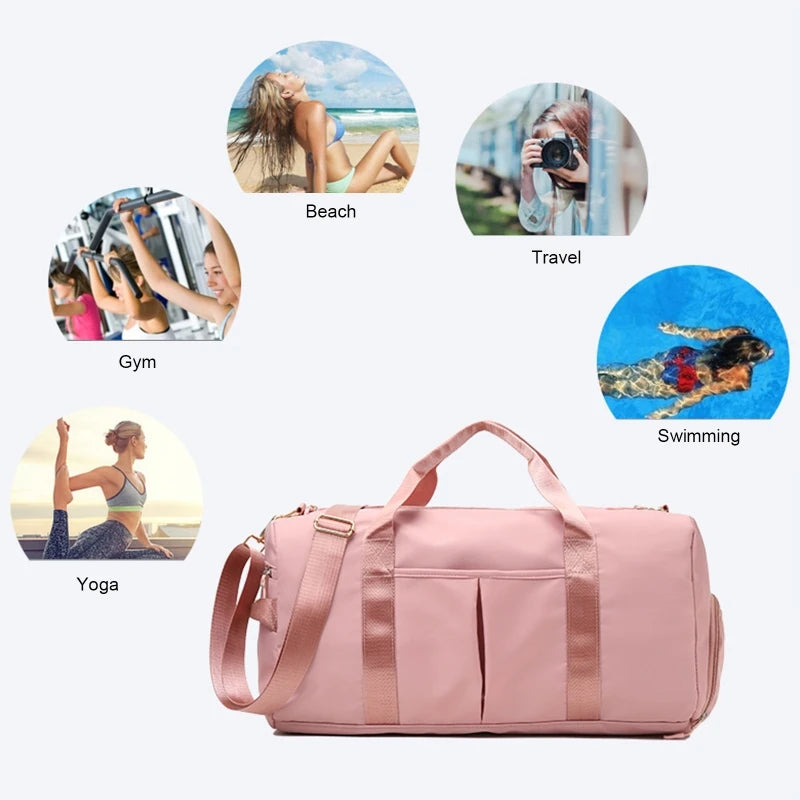 Gym Bag for Women with Shoe Compartment Durable Lightweight Yoga Large Handbag - Fields Of Fitness