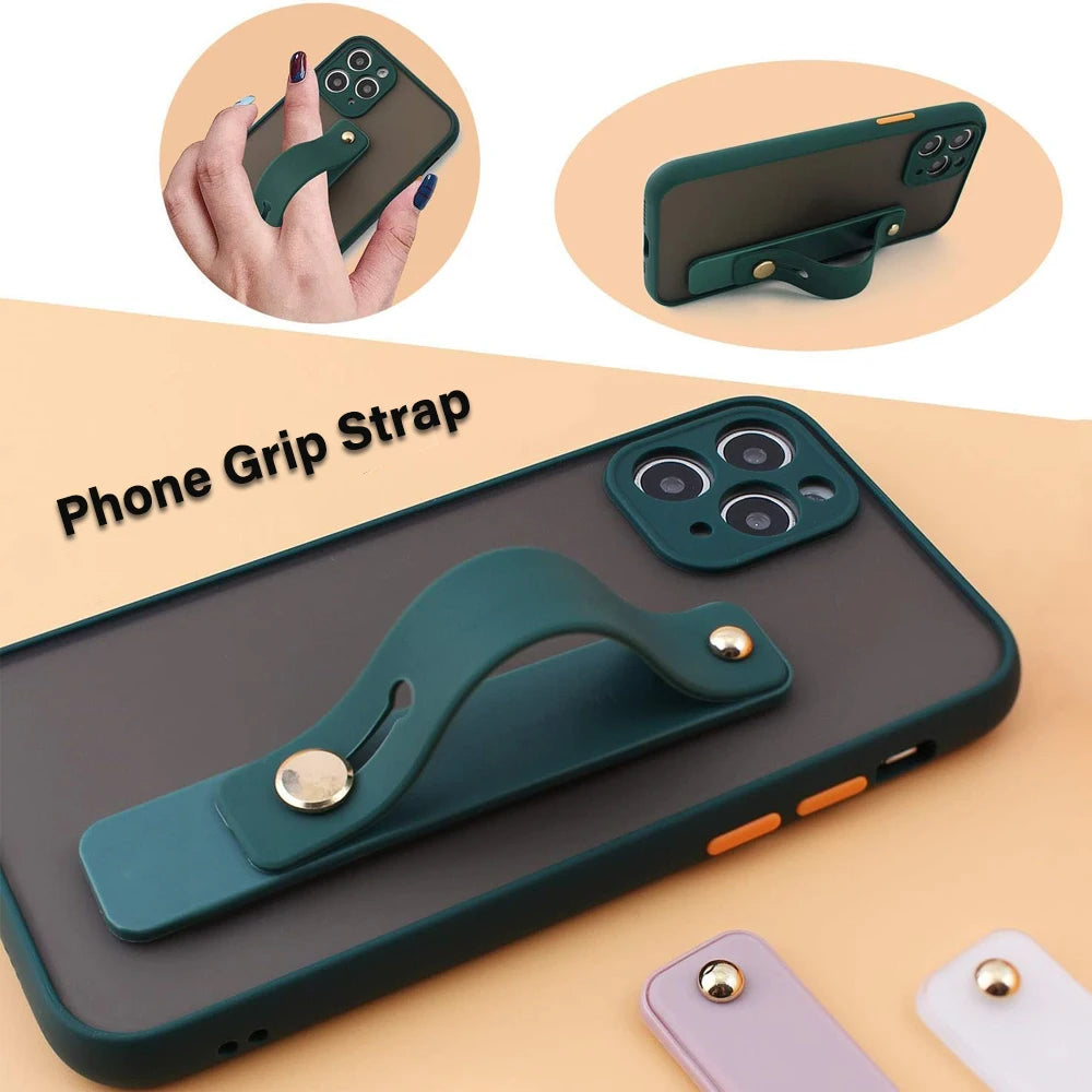 Wrist Band Hand Band Finger Grip Mobile Phone Holder Stand Push Pull Universal Plain Color Phone Socket Holder for iPhone Xiaomi - Fields Of Fitness