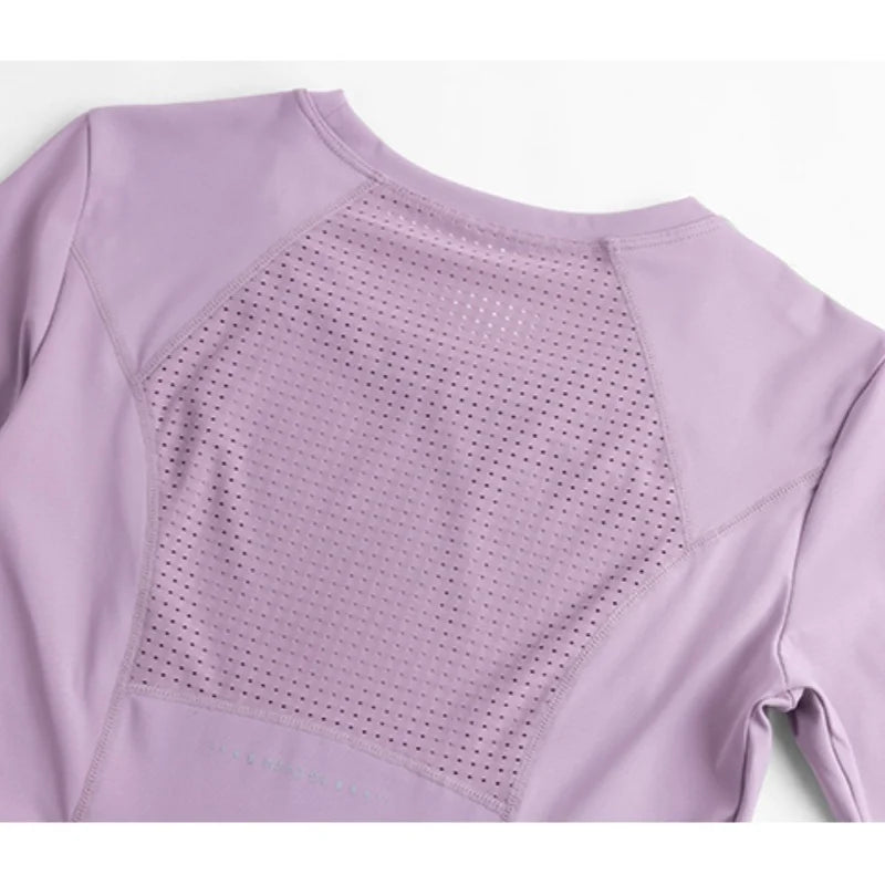 DRUR Yoga Tops Long Sleeve Round Neck Quick Dry Sports Jacket Women Gym Clothes Jogger Running Tops With Pockets Workout Shirts - Fields Of Fitness