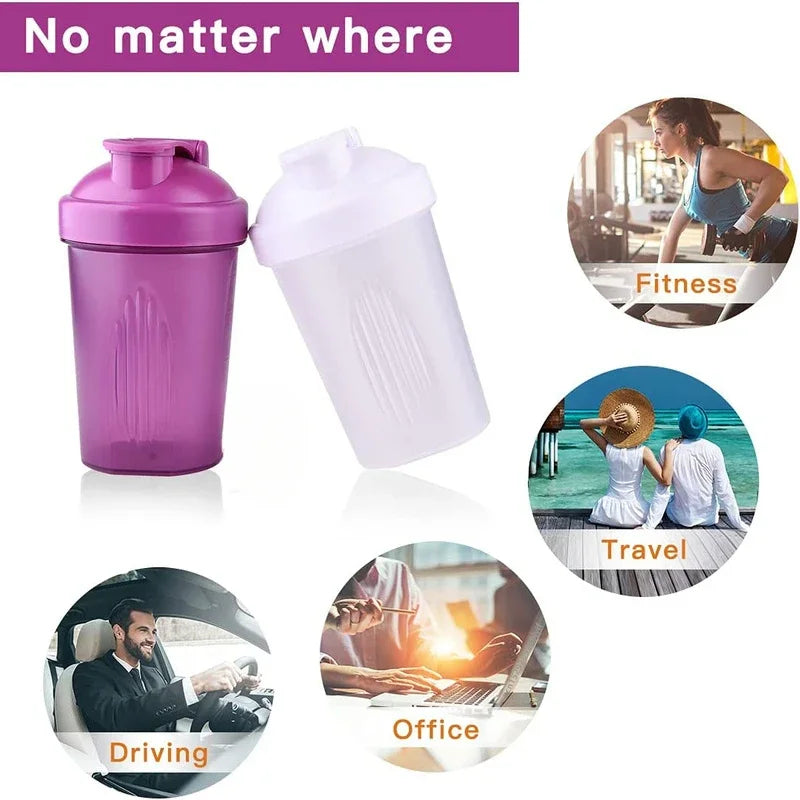 400ML Portable Protein Powder Shaker Bottle Leak Proof Water Bottle for Gym Fitness Training Sport Shaker Mixing Cup with Scale - Fields Of Fitness
