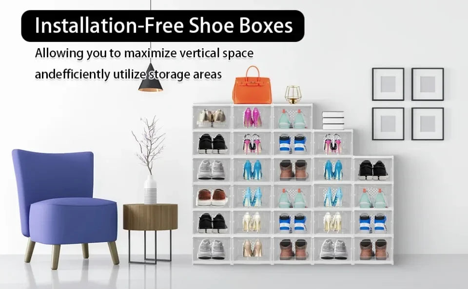 Foldable Shoe Box Stackable Transparent Dustproof Footwear Organizers With Cover Hall Shoes Cabinet Closet Sneakers Storage Rack - Fields Of Fitness