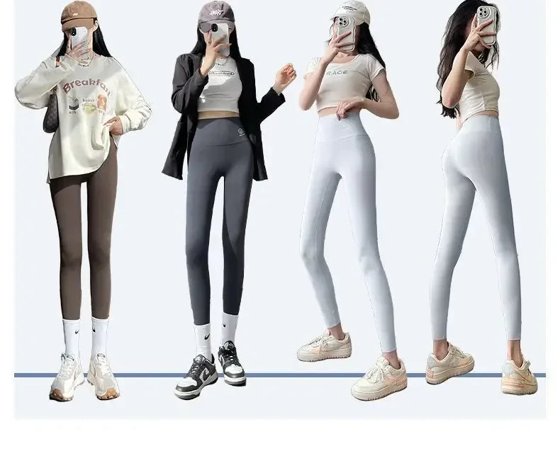 Womens High Waisted Seamless Leggings Sports Fitness Yoga Pants Gym Leggings Womens Elastic Shark Pants Cycling Pants Summer - Fields Of Fitness
