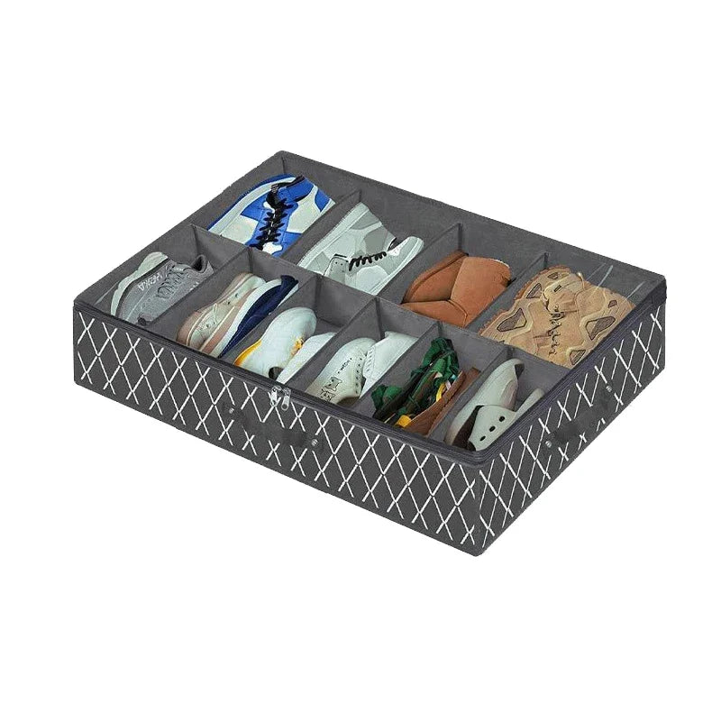Foldable Under Bed Shoe Storage Organizer Dustproof Non Woven Storage Box with Clear Window Space Saving Shoes Organizer - Fields Of Fitness