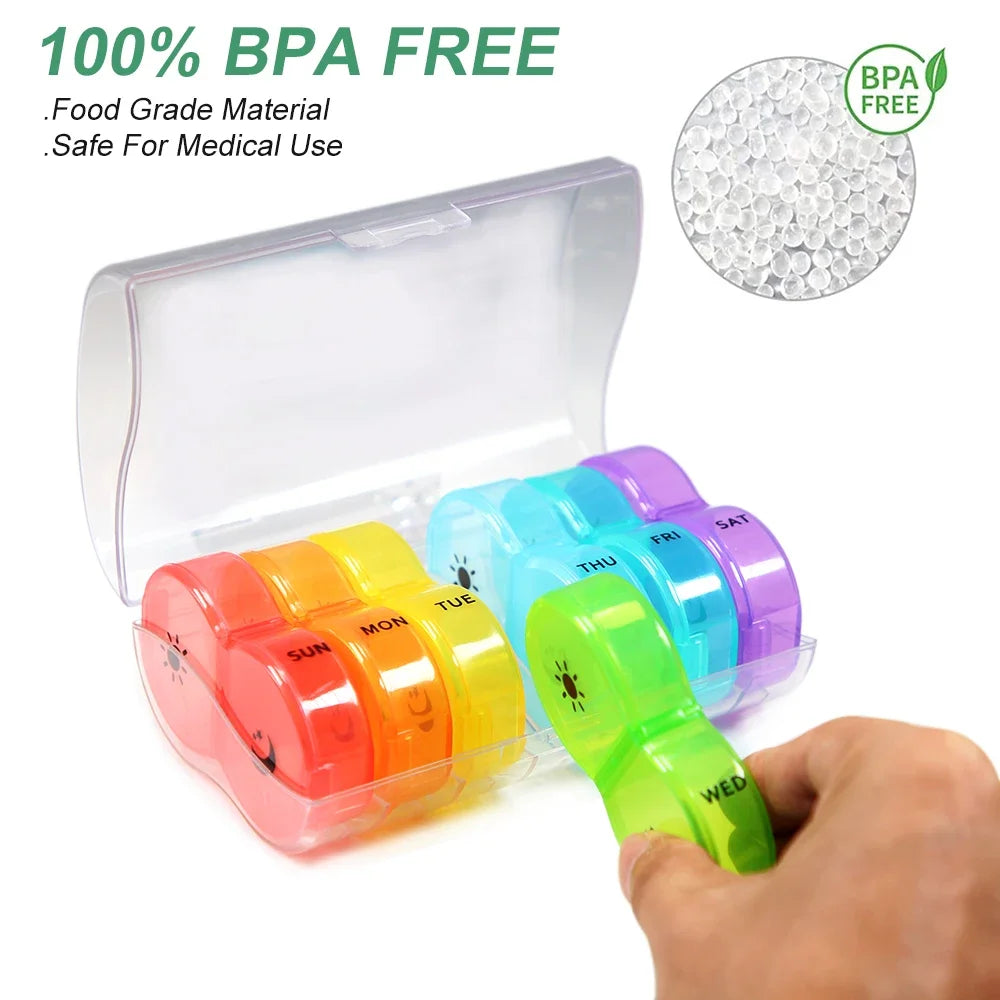 Weekly Pill Organizer 2 Times A Day, 7 Day Pill Box Daily Am Pm Pill Organizer, Portable Case for Fish Oils, Vitamin, Supplement - Fields Of Fitness
