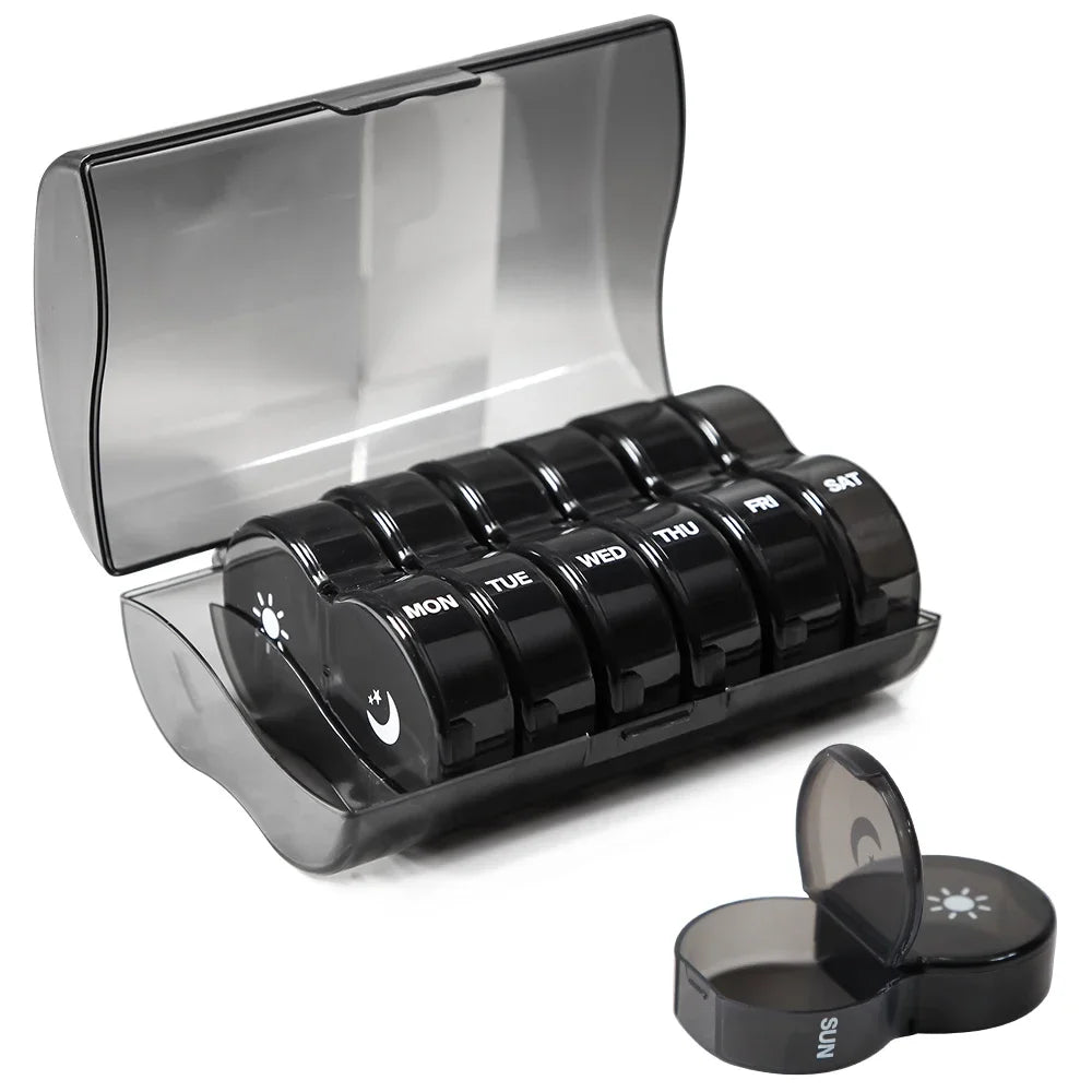 Weekly Pill Organizer 2 Times A Day, 7 Day Pill Box Daily Am Pm Pill Organizer, Portable Case for Fish Oils, Vitamin, Supplement - Fields Of Fitness