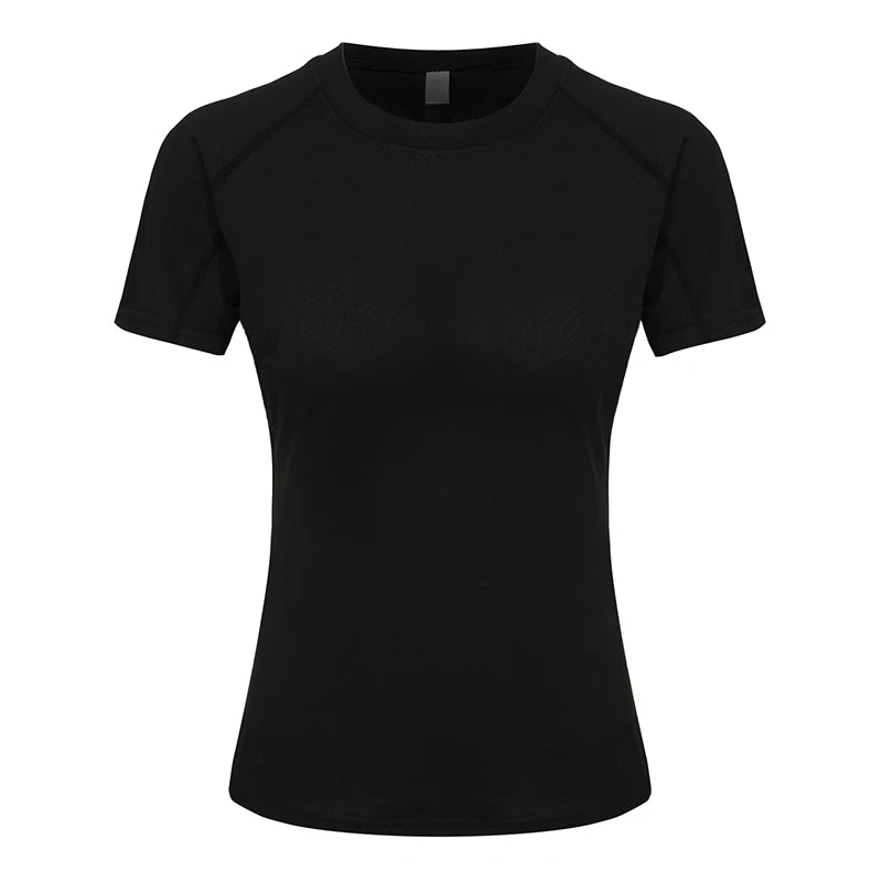 Women's Compression Shirt Short Sleeve Athletic Yoga Running T-Shirt Summer Gym Workout Quick Dry Stretchy Tees Tops Baselayer - Fields Of Fitness