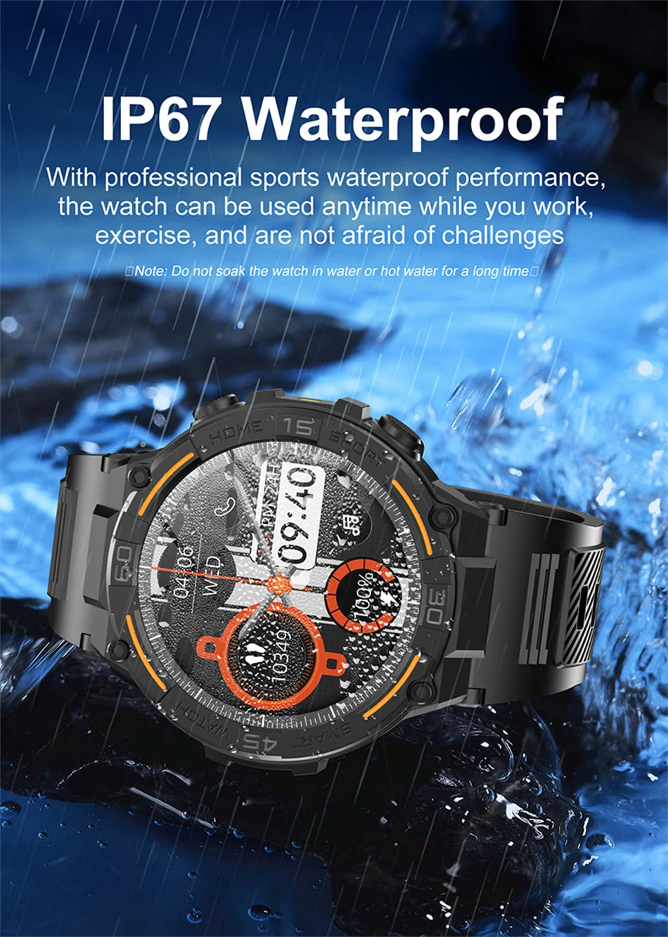 Smartwatch Military Men 360*360 HD Screen Flashlight Health Monitoring Waterproof Heart Rate BT Call Smart Watch For Android IOS - Fields Of Fitness