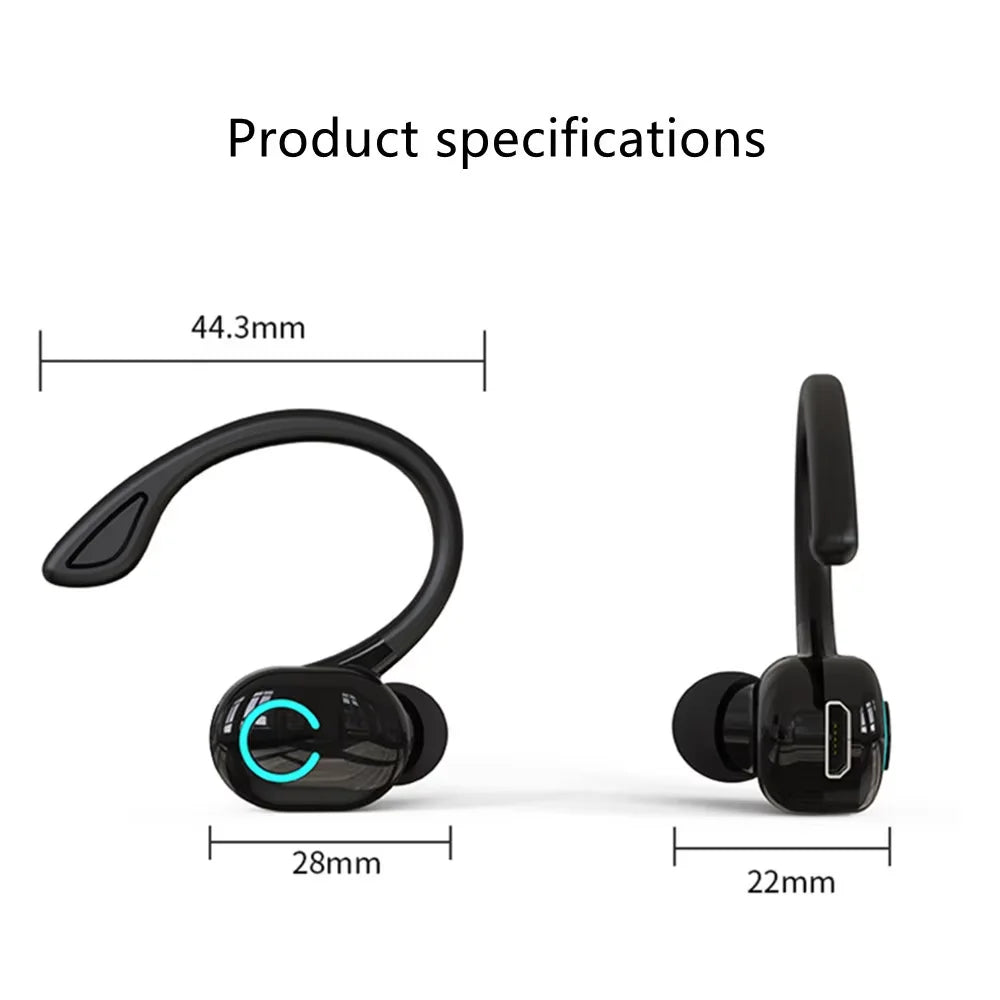 Bluetooth 5.2 Business Wireless Headphone Ear-Hook Mini HIFI Bass Noise Cancelling Earphone With Mic Sport Game Headset - Fields Of Fitness
