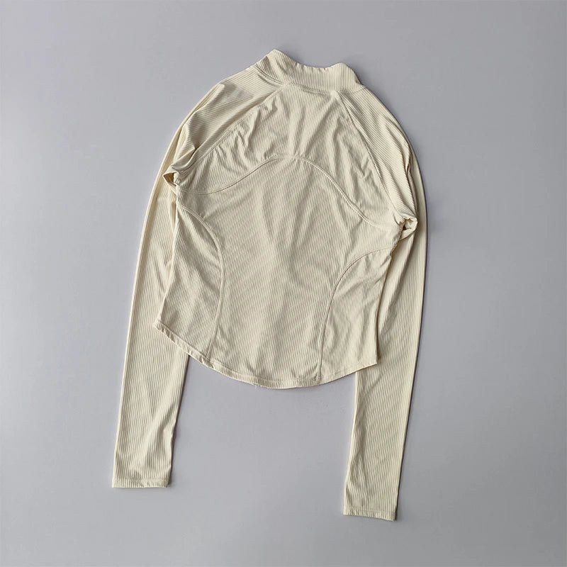 Slim Fit Sports Coat Shirts Jacket Quick Dry Elastic Yoga Fitness Women's Outdoor Tops Running Zipper Quick Dry Fall Clothing - Fields Of Fitness