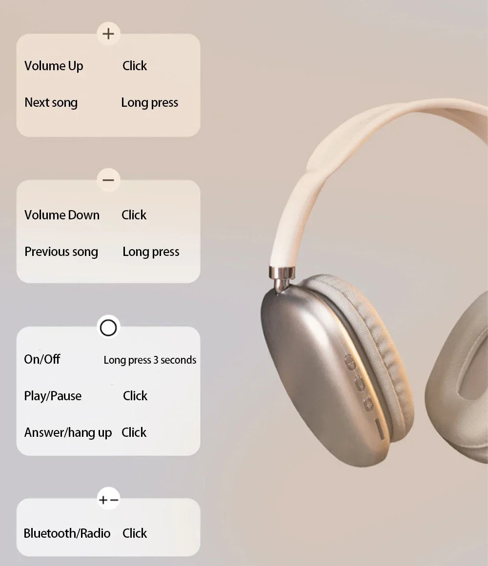 Bluetooth 5.0 Headphone Wireless Headset With Mic Noise Cancelling Headsets Stereo Sound Earphone Sports Gaming Headphones - Fields Of Fitness