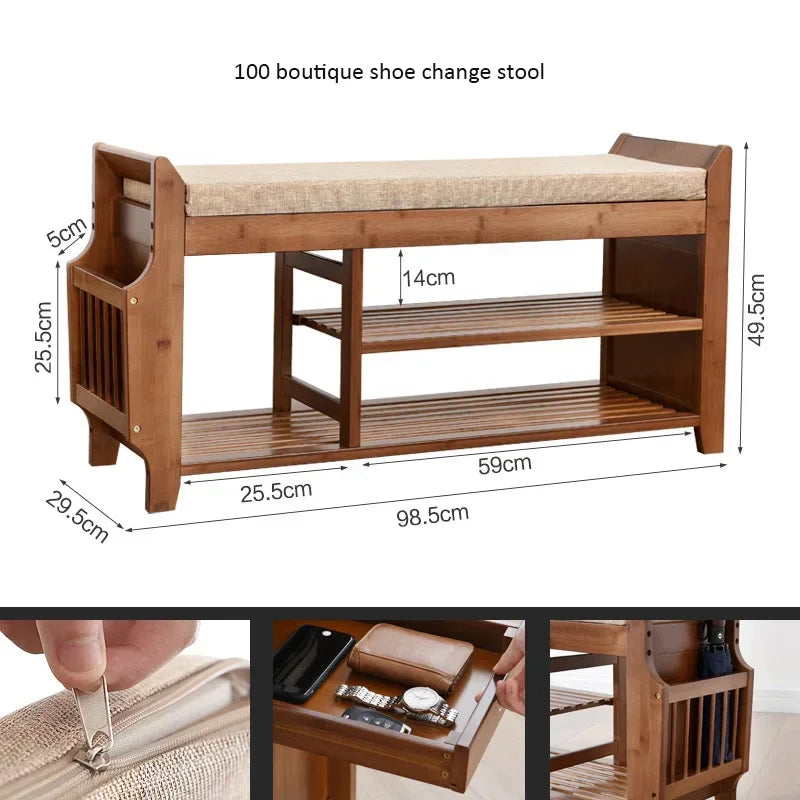 Shoe Storage Rack Bench With Double Layer Cushion Seat Living Room Shoe Organizer Entryway Storage Hallway Furniture Shoe Stool - Fields Of Fitness