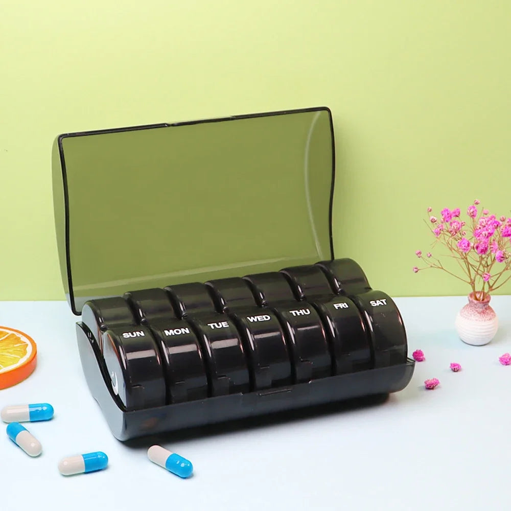 Weekly Pill Organizer 2 Times A Day, 7 Day Pill Box Daily Am Pm Pill Organizer, Portable Case for Fish Oils, Vitamin, Supplement - Fields Of Fitness