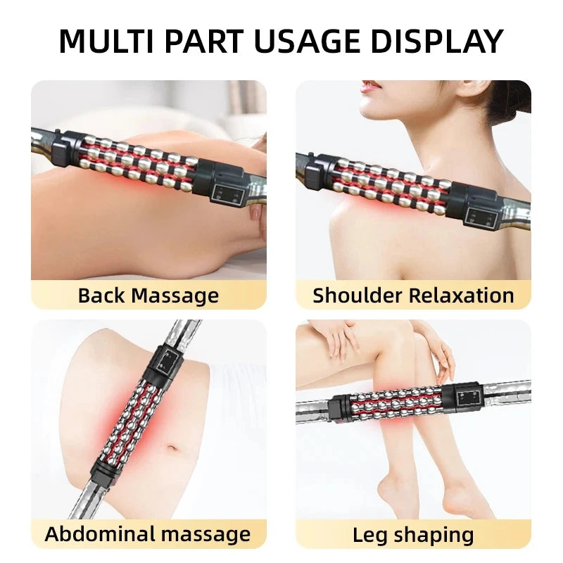 Relaxed Red Light Heated Massage Device 360 Rotating Inner Ball Muscle Relaxation Massage Roller For Whole Body Anti Cellulite - Fields Of Fitness