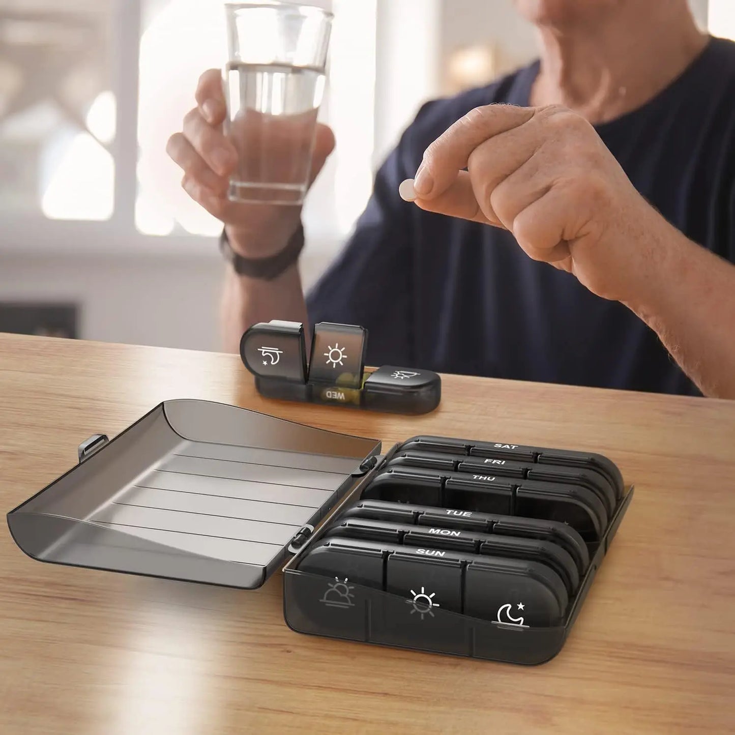 Pill Box 7 Days Organizer 21/14 Grids 3 Times One Day Portable Travel with Large Compartments for Vitamins Medicine Fish Oils - Fields Of Fitness