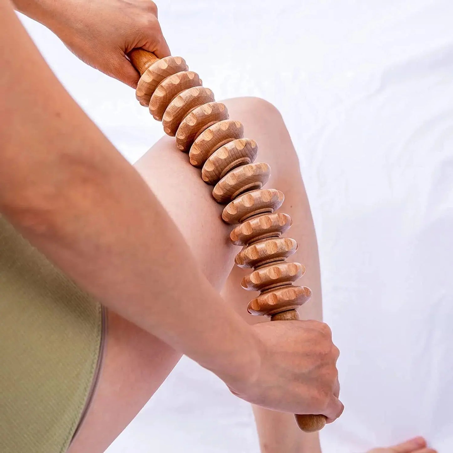 1pc 12 Rollers Handheld Wooden Massager for Trigger Point Therapy, Cellulite Reduction, and Muscle Relaxation - Fields Of Fitness