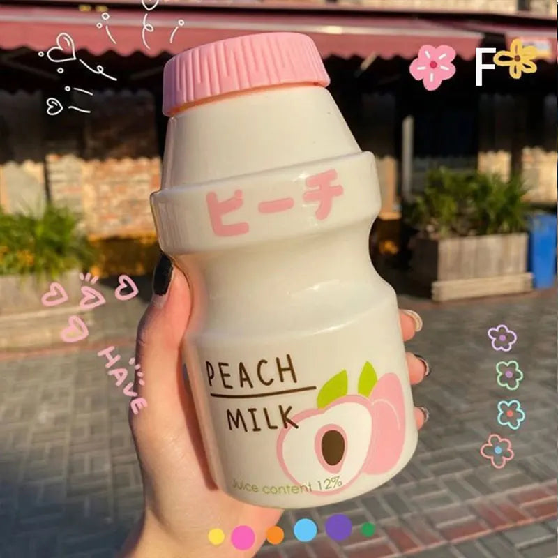 480ml Plastic Water Bottle Tour Drinking Bottle Yakult Shape Cute Kawaii Milk Carton Shaker Bottle For Kids/Girl/Adult Glass - Fields Of Fitness