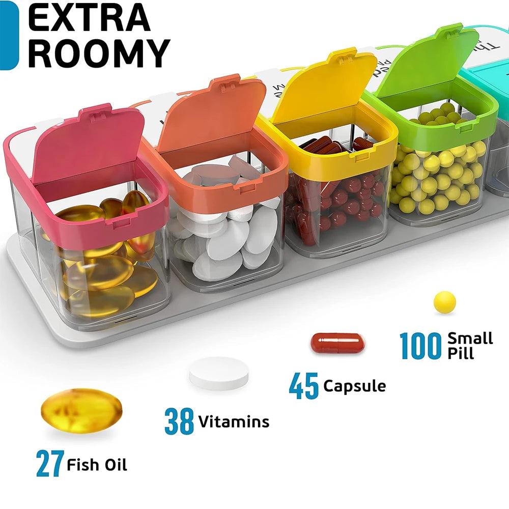 1PCS Large 7 Day Pill Organizer - 2 Times a Box Case XL Am Pm Container Holder Daily Medicine Weekly Medication Pils Organizers - Fields Of Fitness