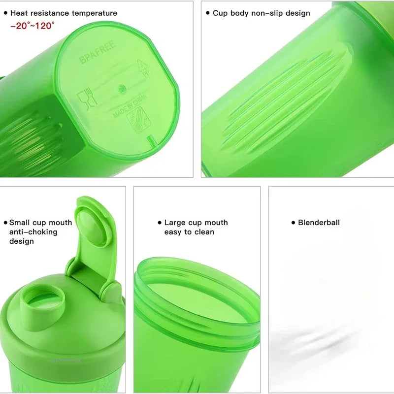 400ML Portable Protein Powder Shaker Bottle Leak Proof Water Bottle for Gym Fitness Training Sport Shaker Mixing Cup with Scale - Fields Of Fitness